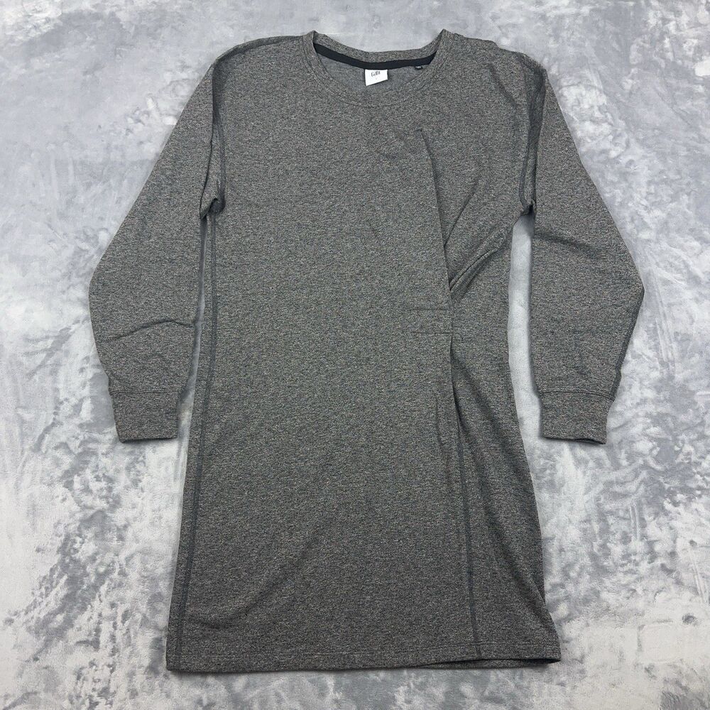CAbi Put On Sweater Dress Womens Sz S Gray Obsidian Draped Front Faux Wrap 3650